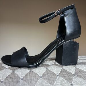 Alexander Wang Abby Black Leather Sandal Cut-Out Heel w/ Rose Gold Women EU 38.5